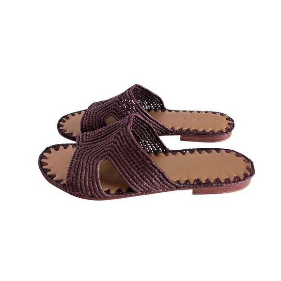 Carrie Forbes Brown Salon Raffia Flat Slide Slip-On Sandals Women's Size 37 US 7 - Picture 3 of 9